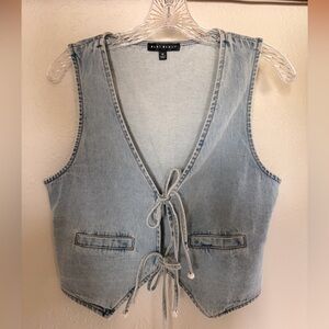 Blue Blush Light Blue Tie-Front Vest
